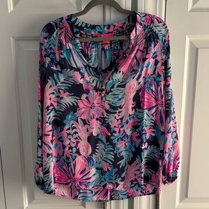 Lilly Pulitzer Pink and Blue Tropical Blouse